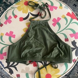 J. Crew Cropped Halter Bikini Top, Safari green, S